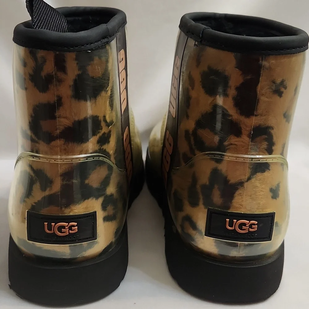 UGG Classic Clear Mini Panther Animal Print Cozy Short Boots (W Size 7)